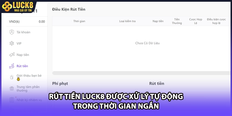 Rút tiền LUCK8 được xử lý tự động trong thời gian ngắn